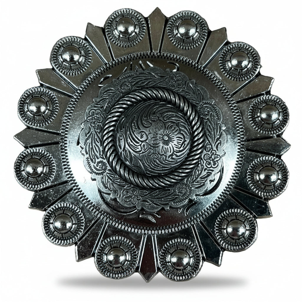 Antique Silver Round Western Concho W102