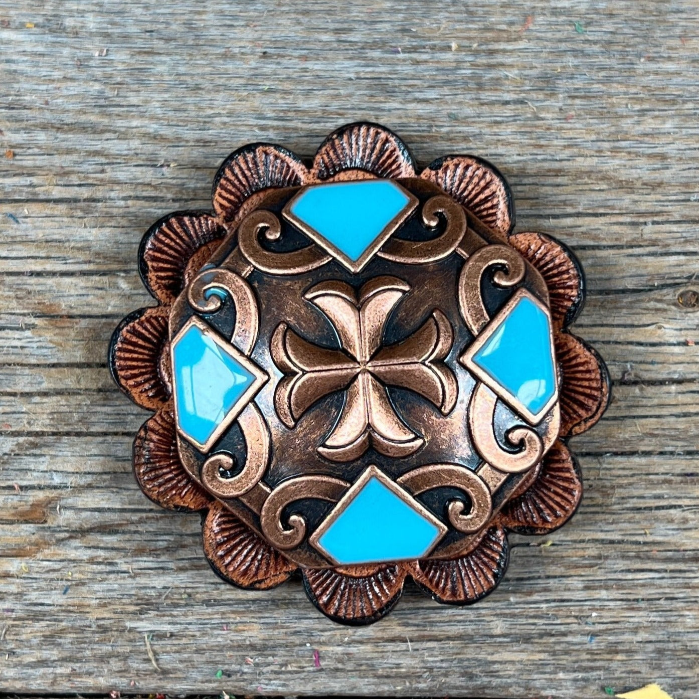 Copper Turquoise Western Concho W104