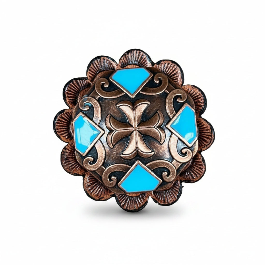Copper Turquoise Western Concho W104
