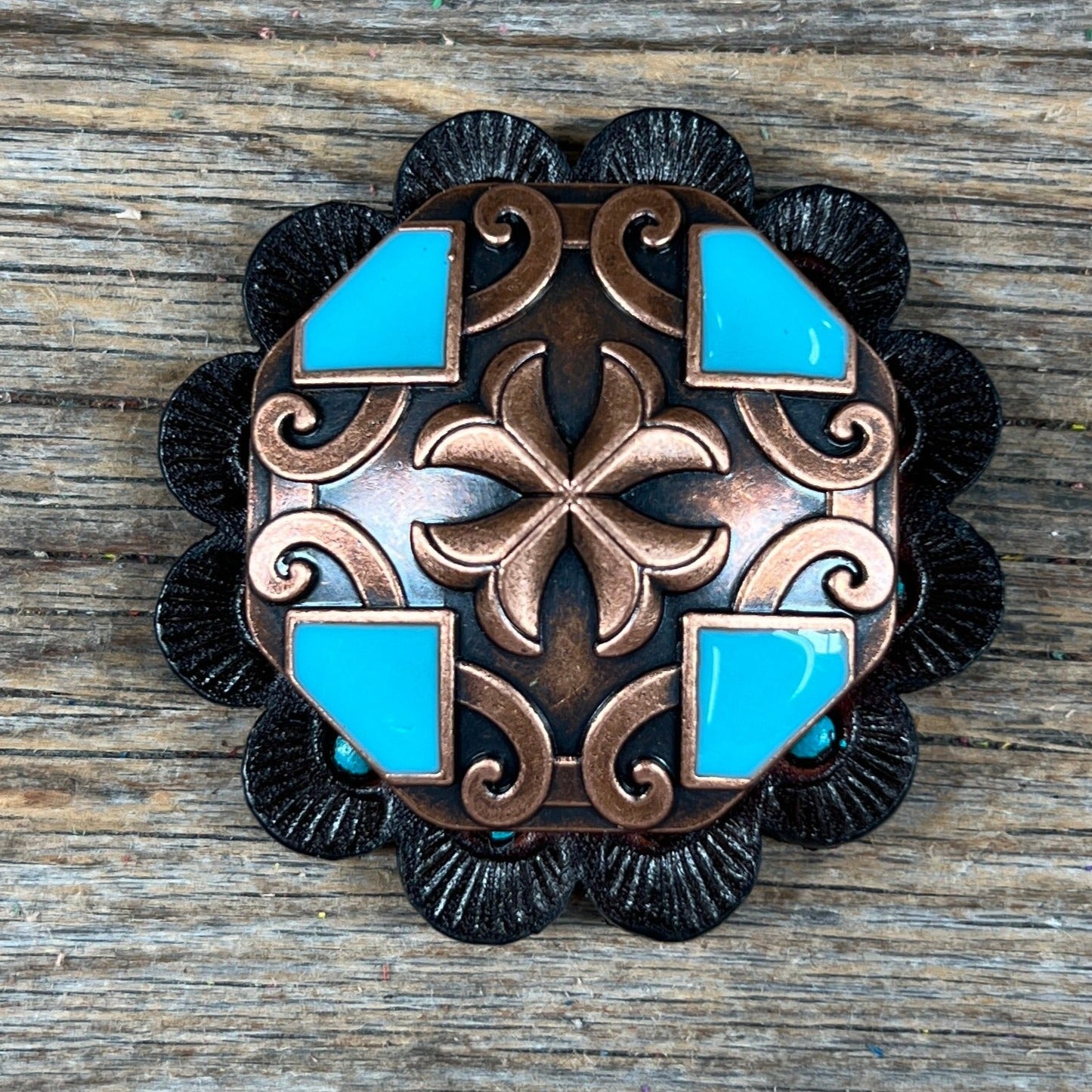 Copper Turquoise Western Concho W104