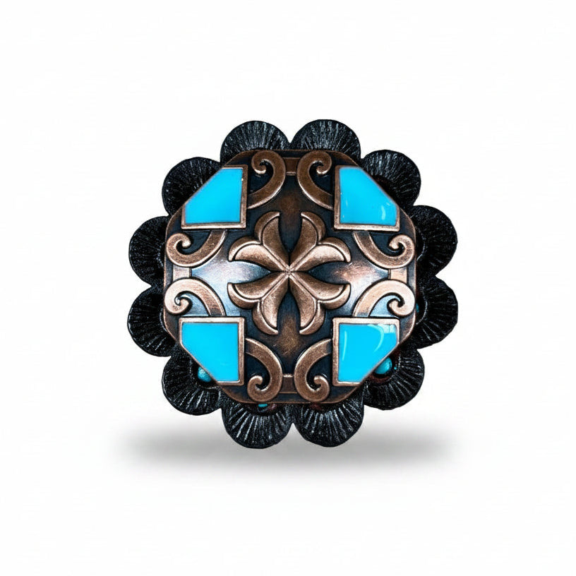 Copper Turquoise Western Concho W104