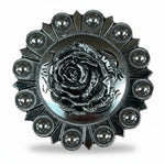 Antique Silver Rose Western Concho W108
