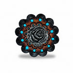 Antique Silver Rose Western Concho W108