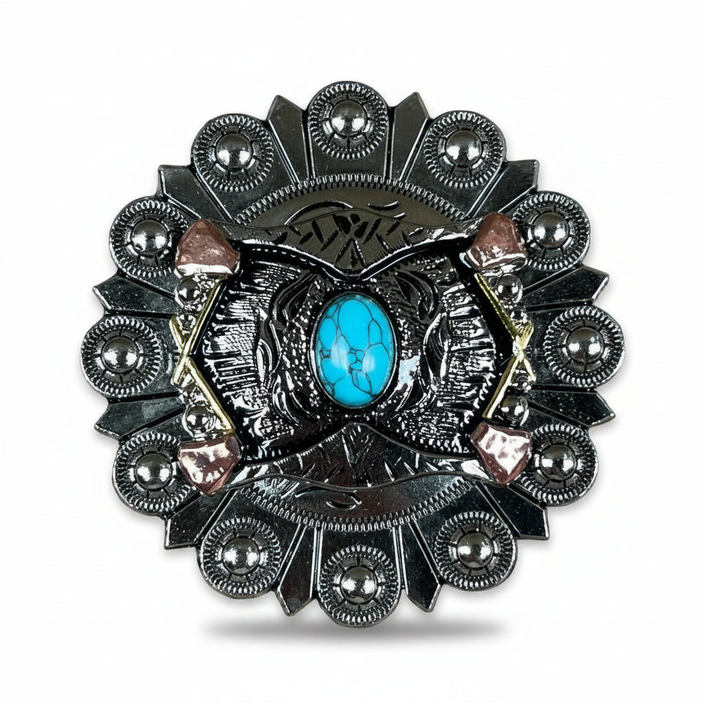 Antique Silver & Copper Turquoise Concho Concho W115