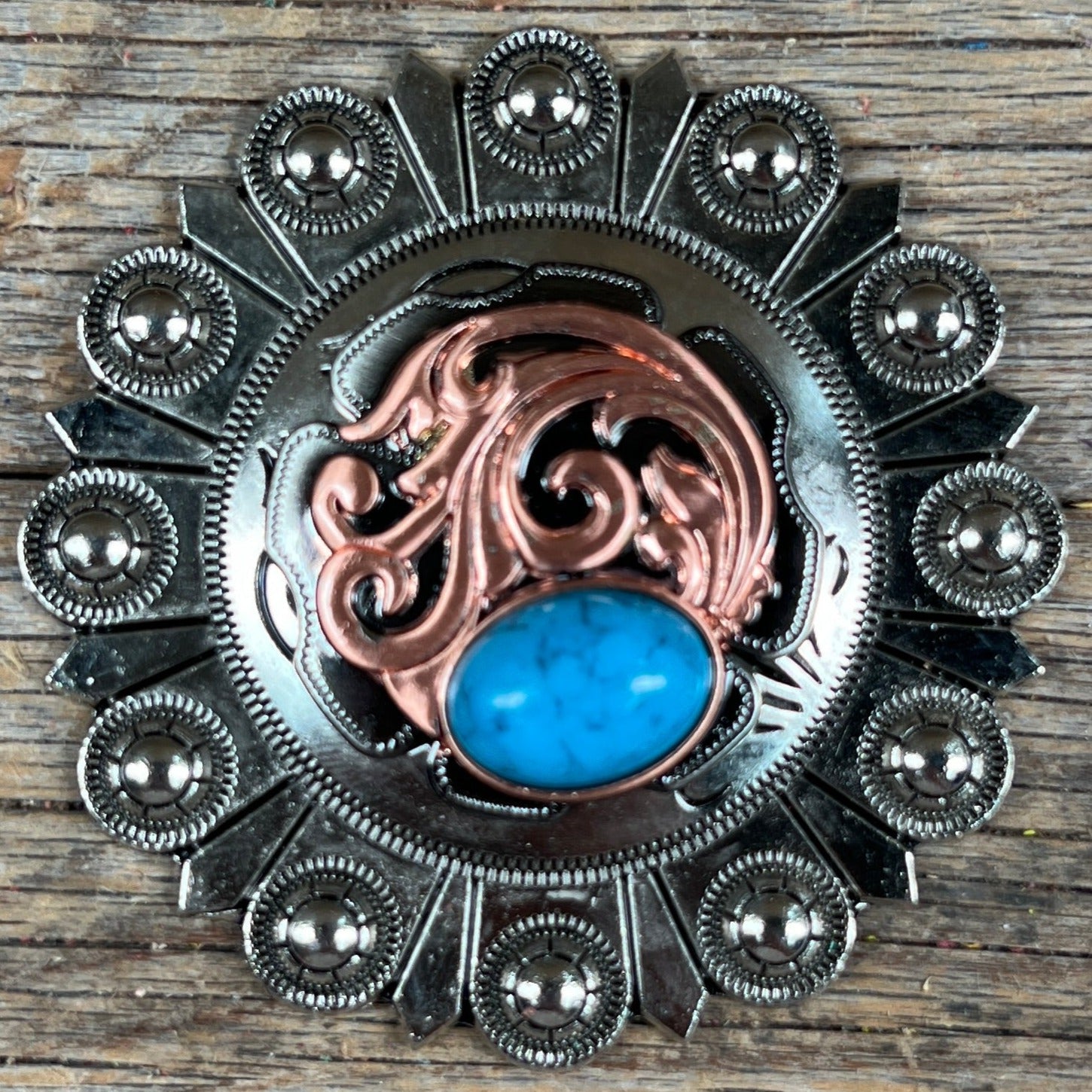 Copper Turquoise Howlite Western Concho W121