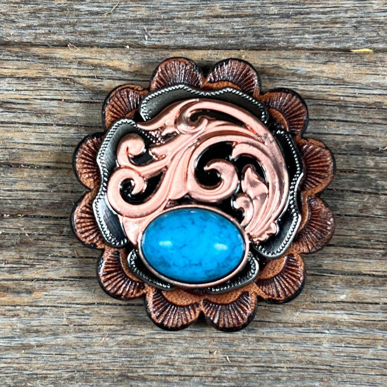 Copper Turquoise Howlite Western Concho W121