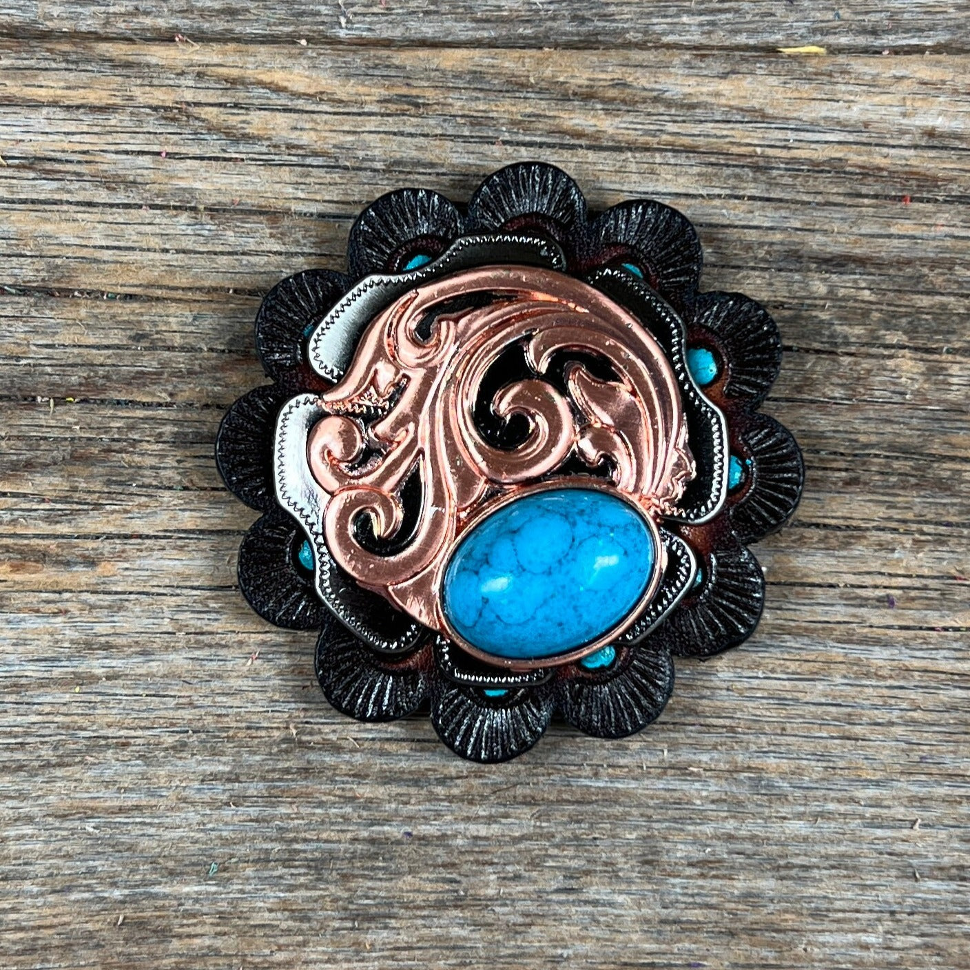 Copper Turquoise Howlite Western Concho W121