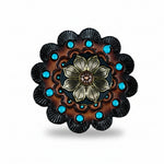 Black & Gold Sunflower Western Concho W125