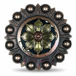Black & Gold Sunflower Western Concho W125