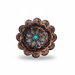 Copper Daisy Turquoise Western Concho W132