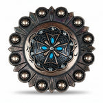 Copper Turquoise & Clear Crystal Western Concho W138