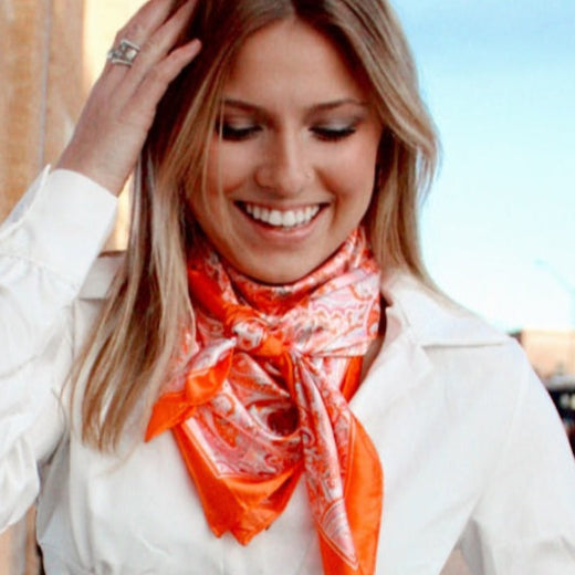 35X35"  Pink & Orange Paisley Wild Rag / Scarf WR3417