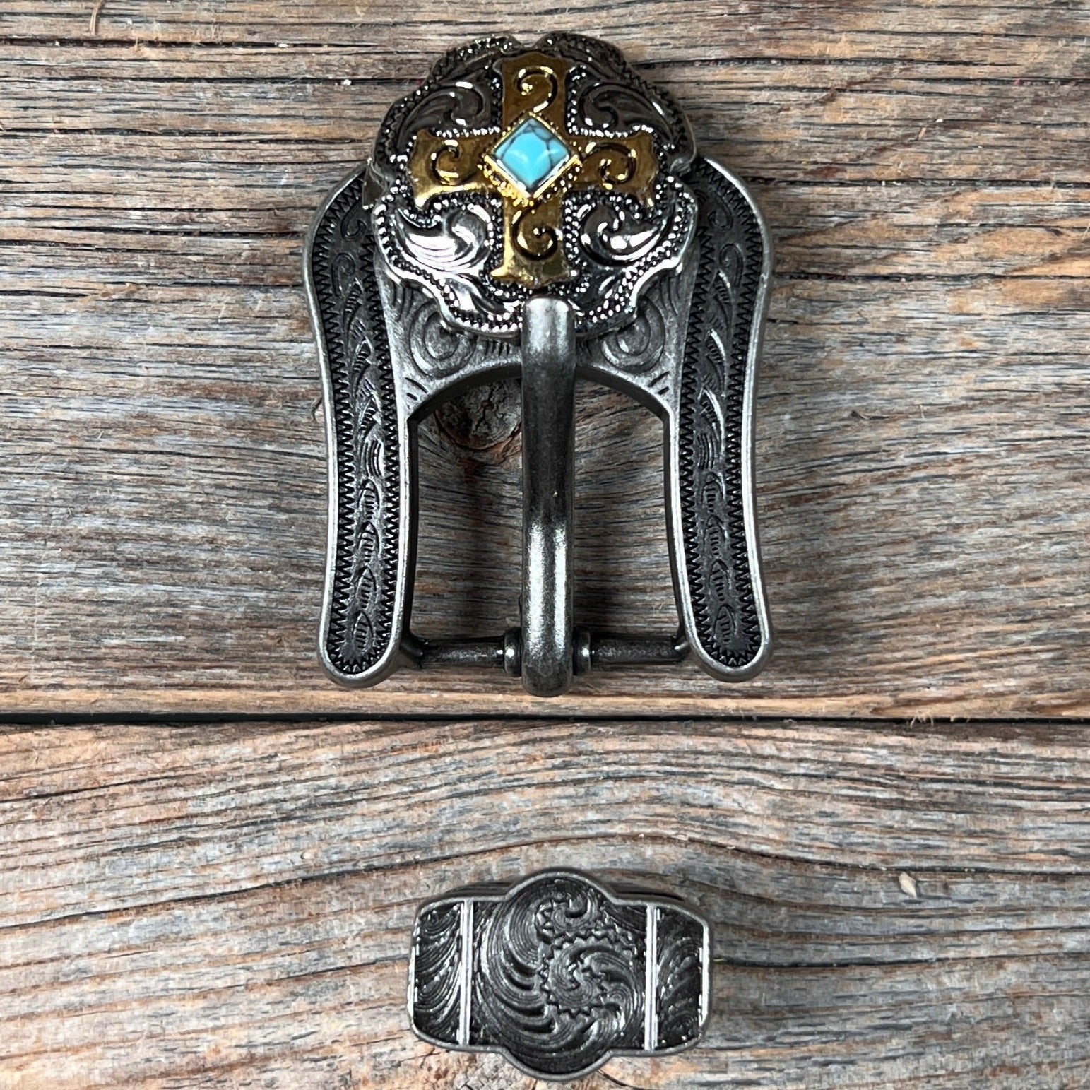 Antique Silver & Gold Western Concho W189