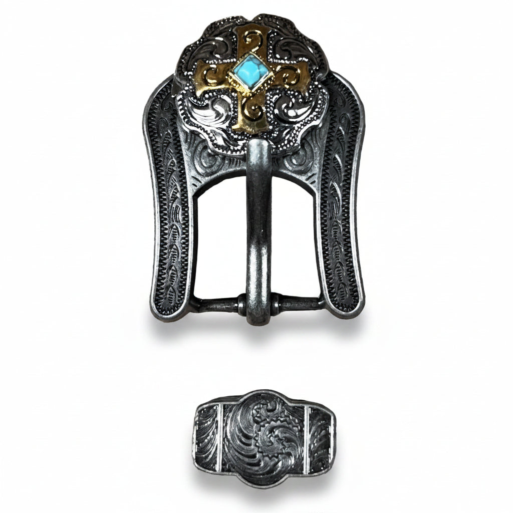 Antique Silver & Gold Western Concho W189