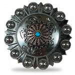 Antique Silver and Copper Floral Western Concho W220
