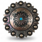 Antique Silver and Copper Floral Western Concho W220