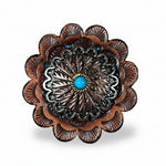 Antique Silver and Copper Floral Western Concho W220