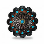 Antique Silver and Copper Floral Western Concho W220