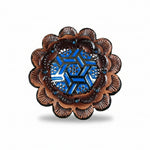 Antique Silver Blue Geometric Western Concho W236