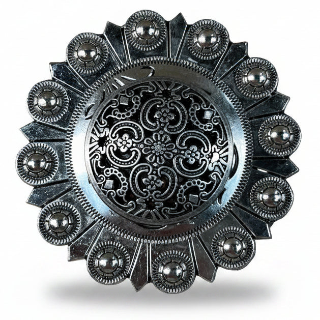 Antique Silver Floral Engraved Western Concho W225