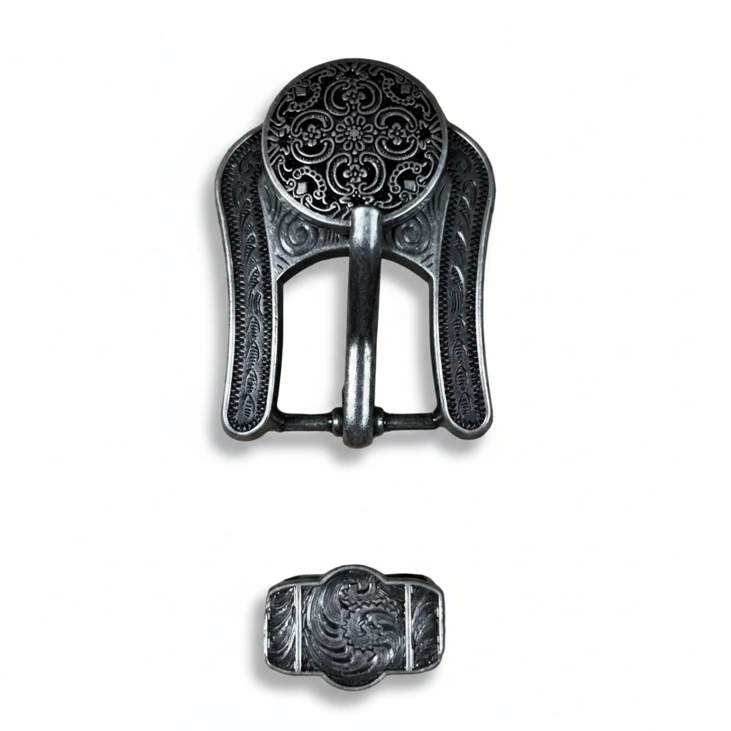 Antique Silver Floral Engraved Western Concho W225
