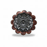 Antique Silver Floral Pinwheel Western Concho W227