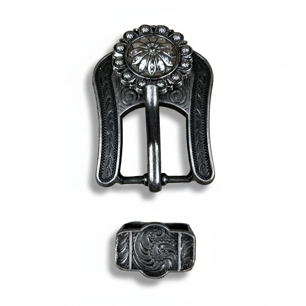 Antique Silver Flower and Berry Western Concho W226