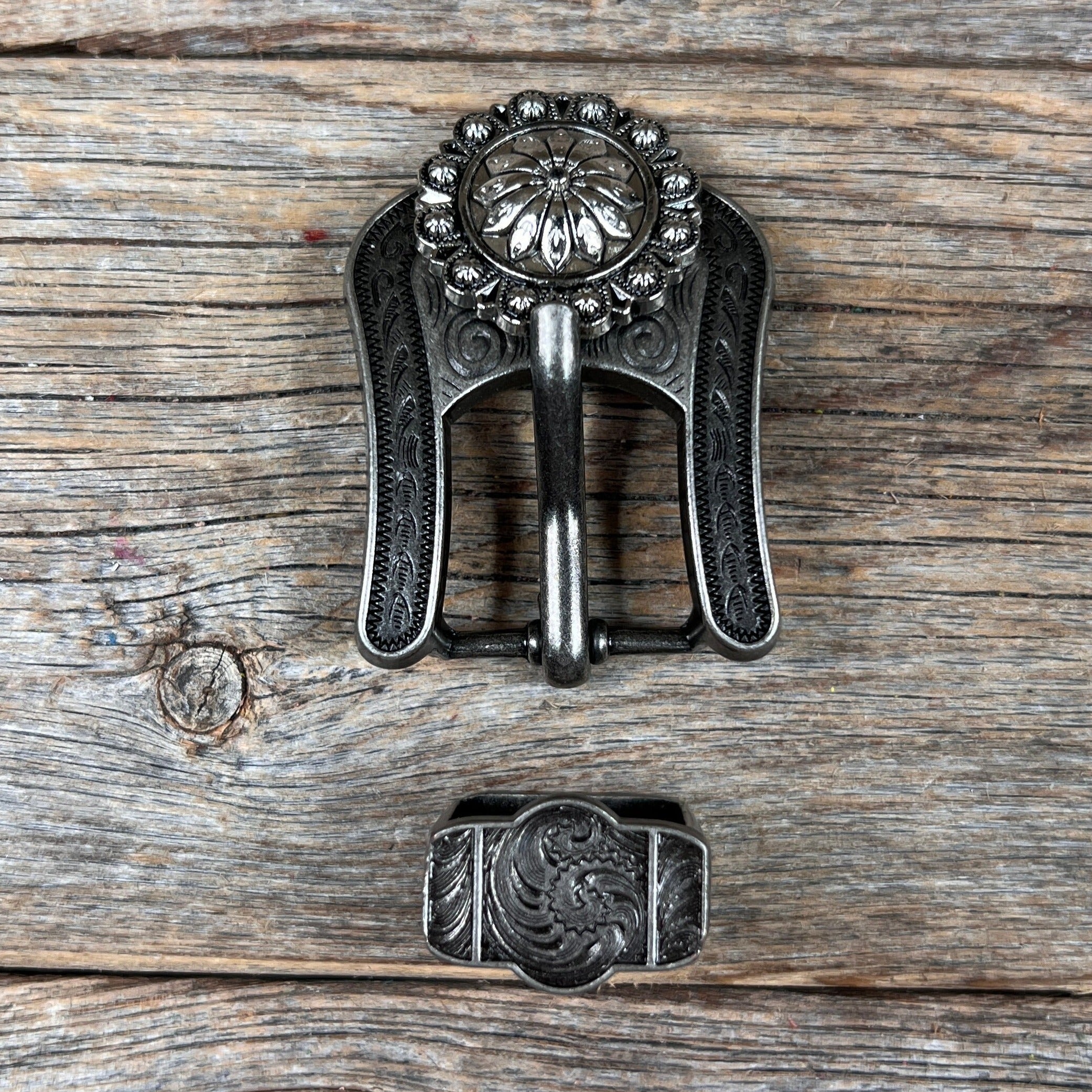 Antique Silver Flower and Berry Western Concho W226