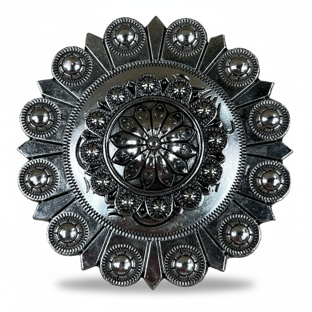 Antique Silver Flower and Berry Western Concho W226