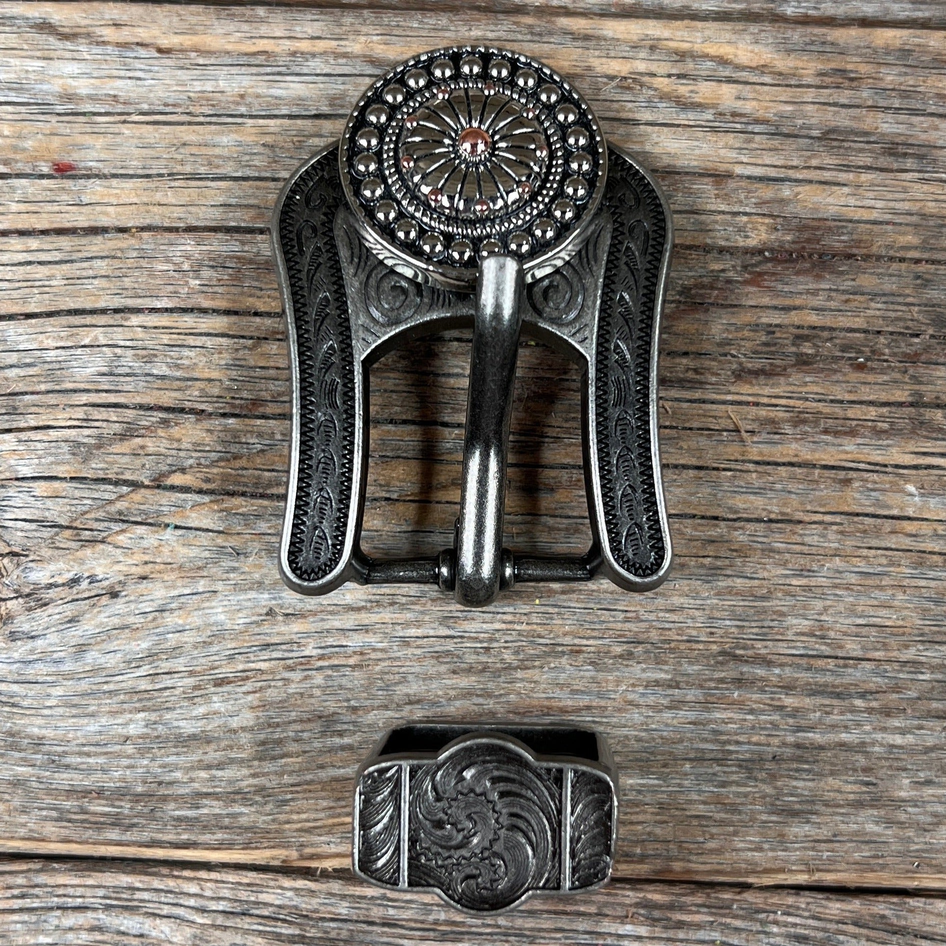 Antique Silver Flower and Dots Western Concho W230