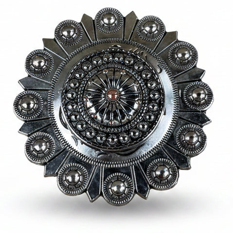 Antique Silver Flower and Dots Western Concho W230