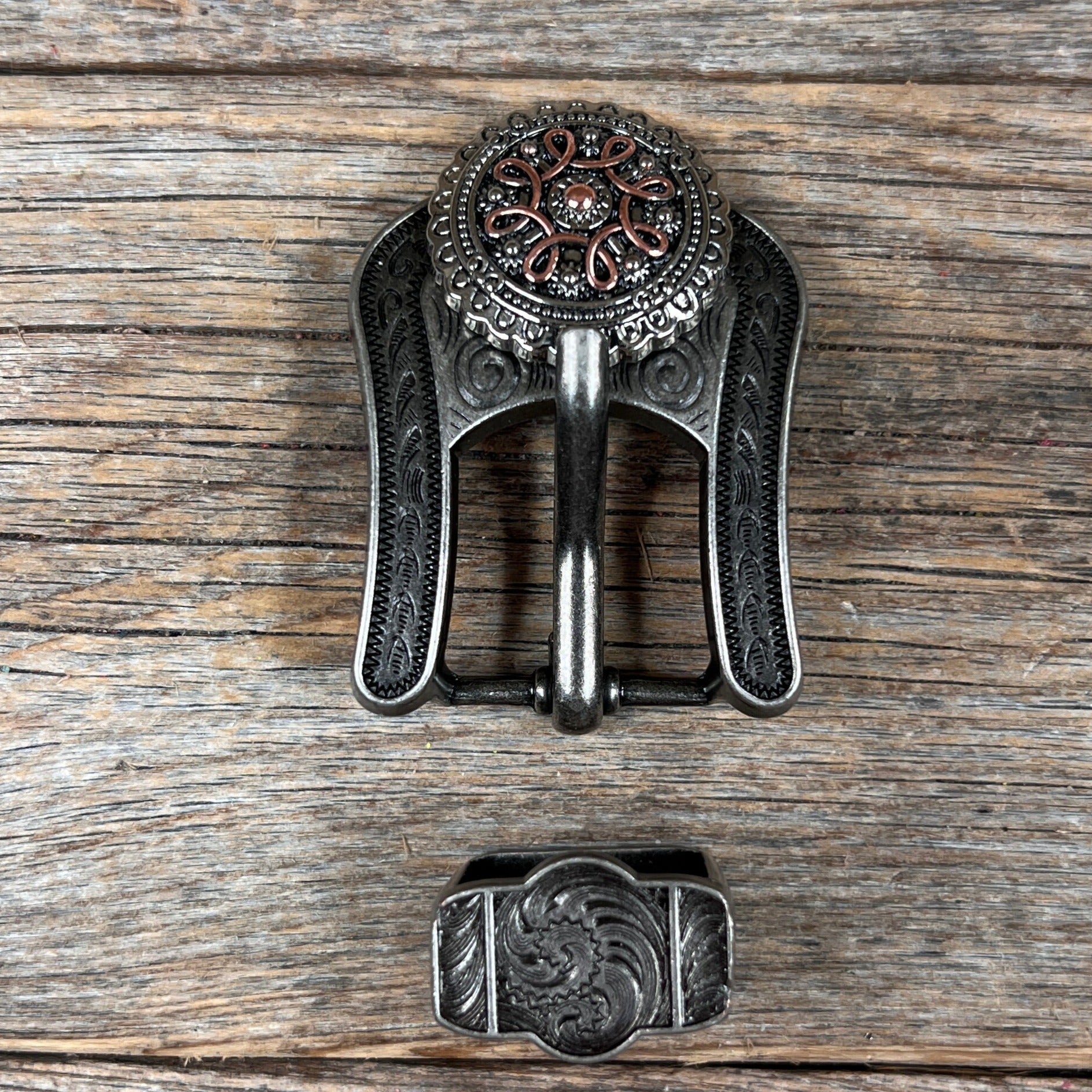 Antique Silver Flower and Loops Western Concho W235