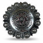 Antique Silver Flower and Loops Western Concho W235