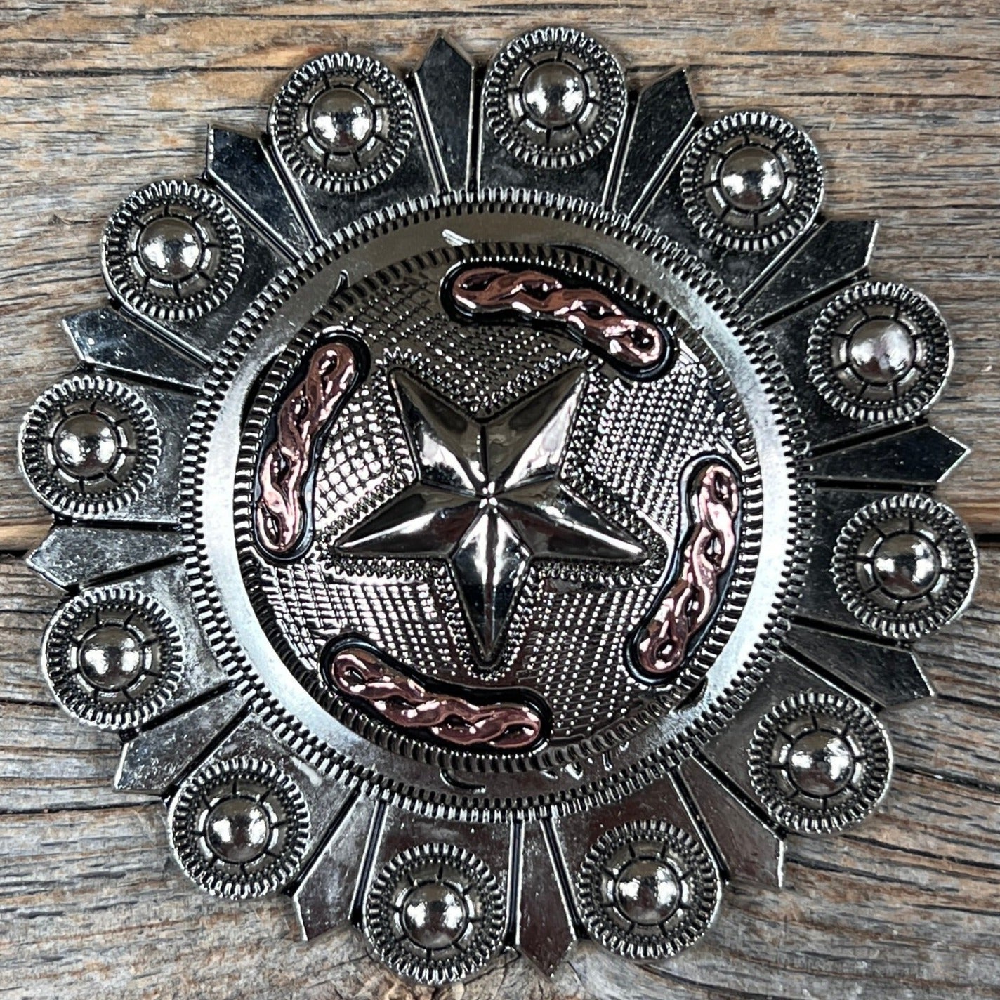 Antique Silver Texas Star Western Concho W187