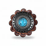 Antique Silver Turquoise Dot Western Concho W232