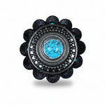 Antique Silver Turquoise Dot Western Concho W232