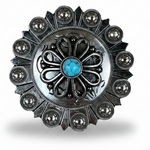 Antique Silver Turquoise Flower Western Concho W231