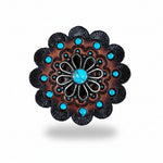 Antique Silver Turquoise Flower Western Concho W231