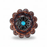 Antique Silver Turquoise Flower Western Concho W231