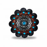 Antique Silver Turquoise Western Concho W203