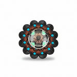 Antique Silver with Copper Flower Western Concho W190