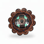 Antique Silver with Copper Flower Western Concho W190