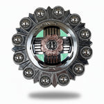 Antique Silver with Copper Flower Western Concho W190