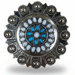 Blue and White Turquoise Western Concho W212