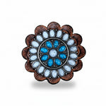 Blue and White Turquoise Western Concho W212