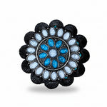 Blue and White Turquoise Western Concho W212