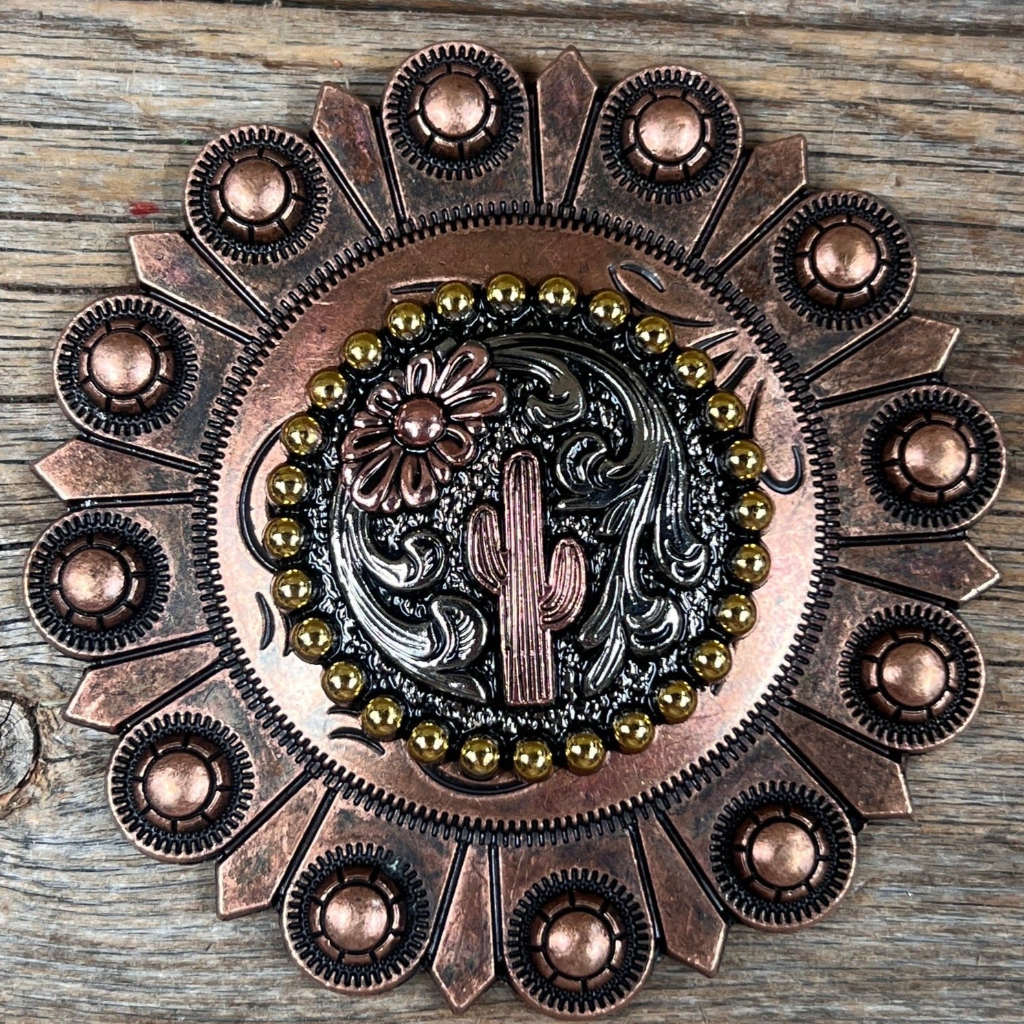 Cactus and Flower Western Concho W219