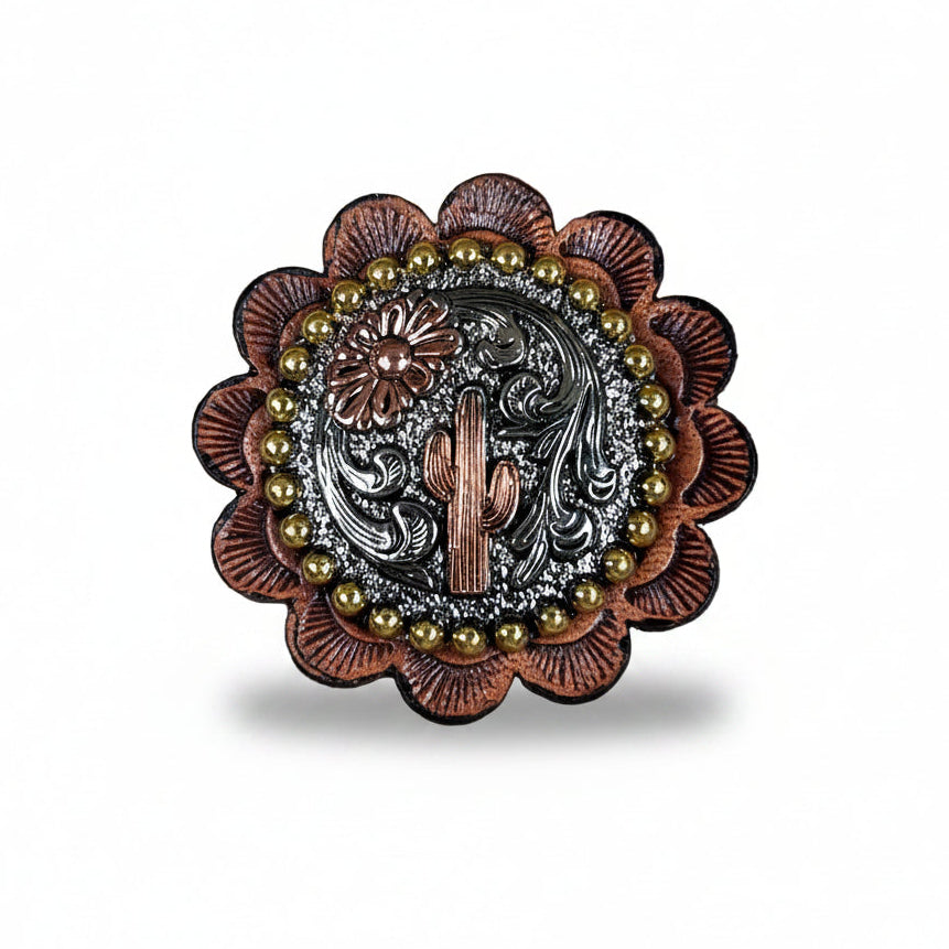 Cactus and Flower Western Concho W219