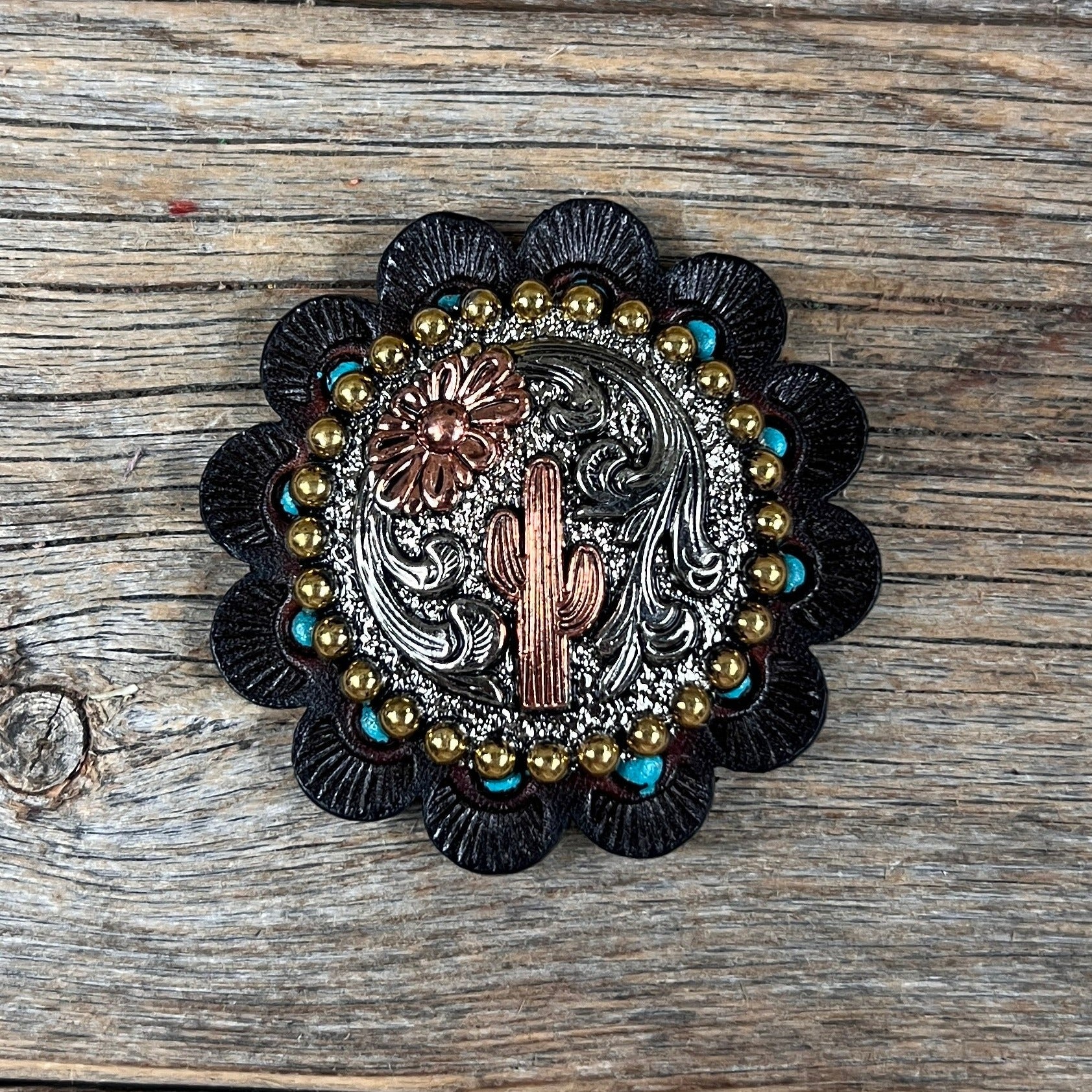 Cactus and Flower Western Concho W219