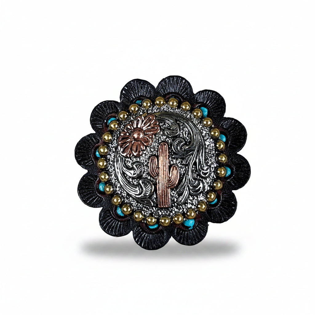 Cactus and Flower Western Concho W219